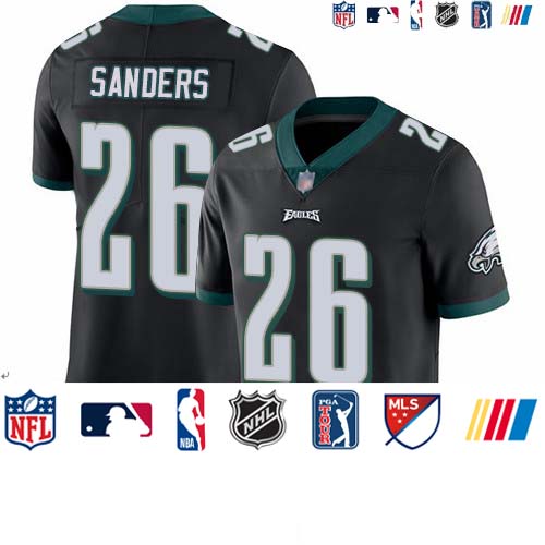 Personalized Eagles #26 Miles Sanders Black Alternate Youth Stitched Football Untouchable Limited Jersey
