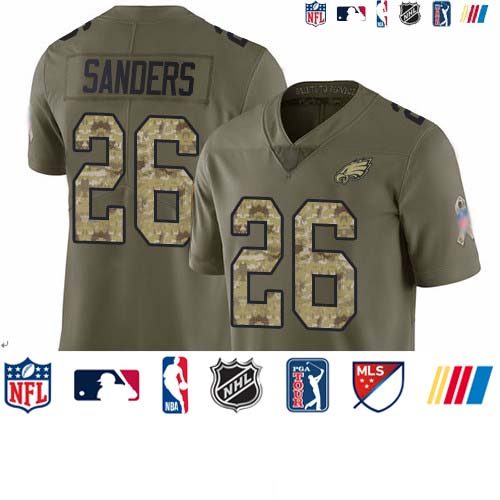 Personalized Eagles #26 Miles Sanders Olive Camo Youth Stitched Football Limited 2017 Salute to Service Jersey
