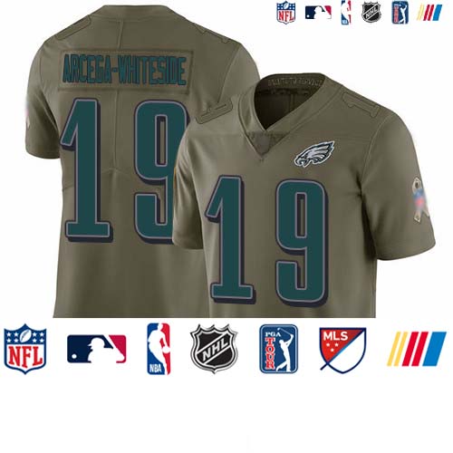 Personalized Eagles #19 JJ Arcega-Whiteside Olive Youth Stitched Football Limited 2017 Salute to Service Jersey