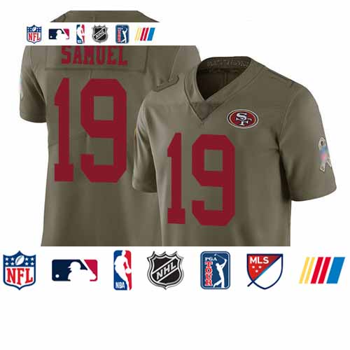 Personalized 49ers #19 Deebo Samuel Olive Youth Stitched Football Limited 2017 Salute to Service Jersey
