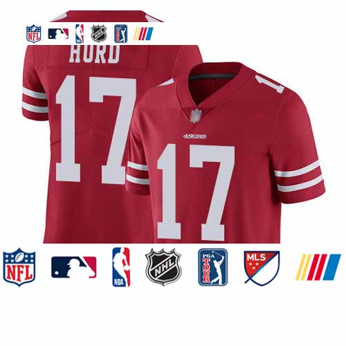 Personalized 49ers #17 Jalen Hurd Red Team Color Youth Stitched Football Untouchable Limited Jersey