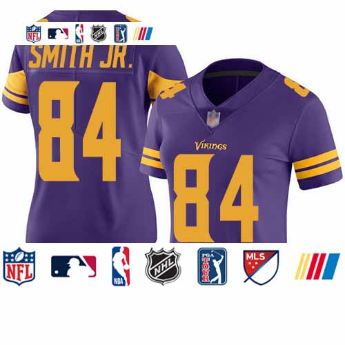 Personalized Vikings #84 Irv Smith Jr. Purple Women’s Stitched Football Limited Rush Jersey