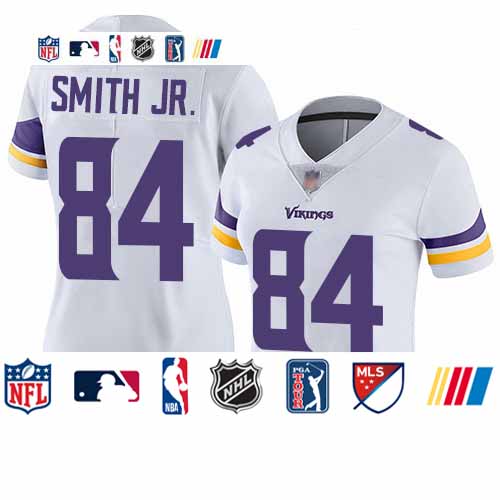 Personalized Vikings #84 Irv Smith Jr. White Women’s Stitched Football Untouchable Limited Jersey