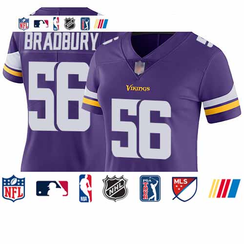 Personalized Vikings #56 Garrett Bradbury Purple Team Color Women’s Stitched Football Untouchable Limited Jersey