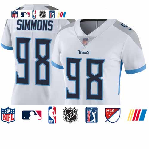 Personalized Titans #98 Jeffery Simmons White Women’s Stitched Football Untouchable Limited Jersey