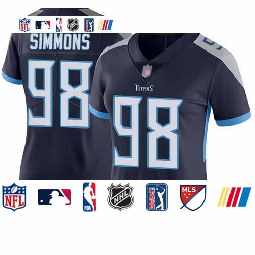 Personalized Titans #98 Jeffery Simmons Navy Blue Team Color Women’s Stitched Football Untouchable Limited Jersey
