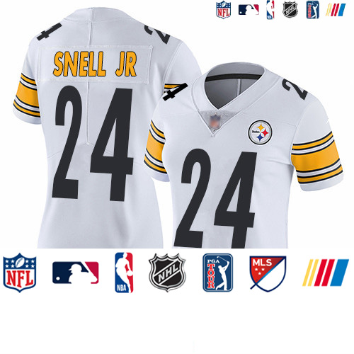Personalized Steelers #24 Benny Snell Jr. White Women’s Stitched Football Untouchable Limited Jersey