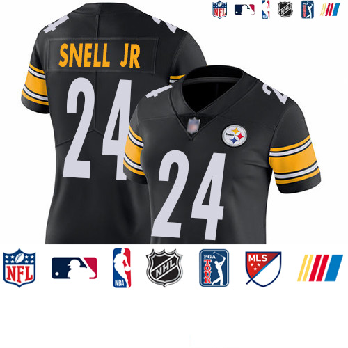 Personalized Steelers #24 Benny Snell Jr. Black Team Color Women’s Stitched Football Untouchable Limited Jersey
