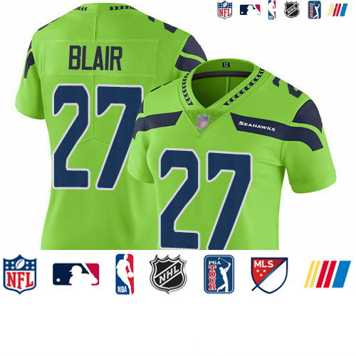 Personalized Seahawks #27 Marquise Blair Green Women’s Stitched Football Limited Rush Jersey