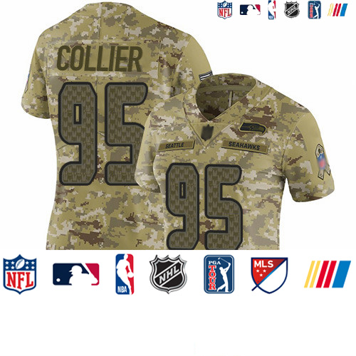 Personalized Seahawks #95 L.J. Collier Camo Women’s Stitched Football Limited 2018 Salute to Service Jersey