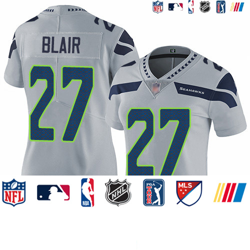 Personalized Seahawks #27 Marquise Blair Grey Alternate Women’s Stitched Football Untouchable Limited Jersey