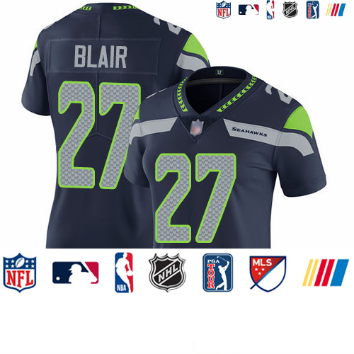 Personalized Seahawks #27 Marquise Blair Steel Blue Team Color Women’s Stitched Football Untouchable Limited Jersey