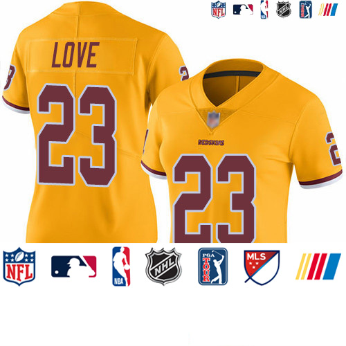 Personalized Redskins #23 Bryce Love Gold Women’s Stitched Football Limited Rush Jersey