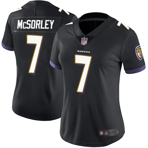 Personalized Ravens #7 Trace McSorley Black Alternate Women’s Stitched Football Untouchable Limited Jersey