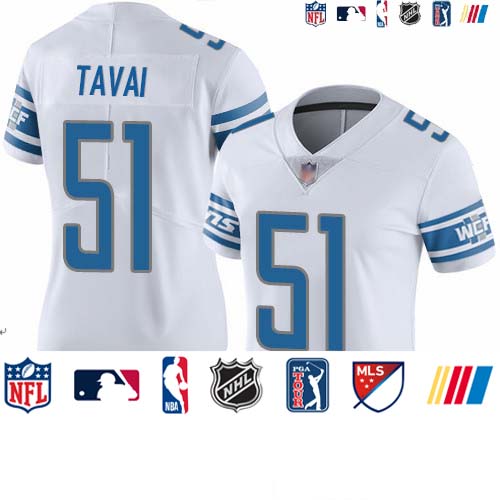 Personalized Lions #51 Jahlani Tavai White Women’s Stitched Football Untouchable Limited Jersey