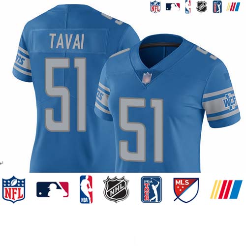Personalized Lions #51 Jahlani Tavai Light Blue Team Color Women’s Stitched Football Untouchable Limited Jersey