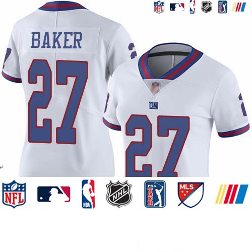 Personalized Giants #27 Deandre Baker White Women’s Stitched Football Limited Rush Jersey