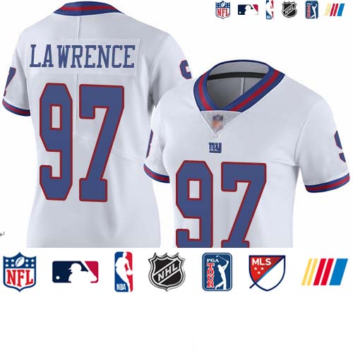 Personalized Giants #97 Dexter Lawrence White Women’s Stitched Football Limited Rush Jersey