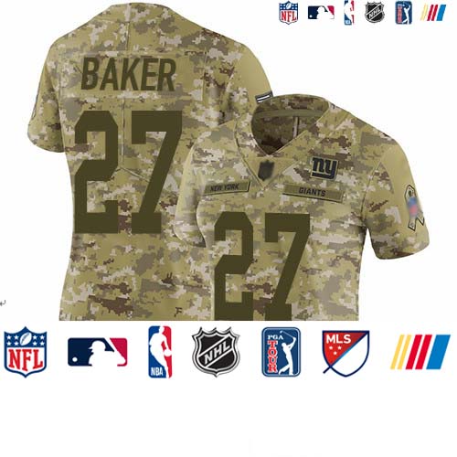 Personalized Giants #27 Deandre Baker Camo Women’s Stitched Football Limited 2018 Salute to Service Jersey