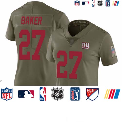 Personalized Giants #27 Deandre Baker Olive Women’s Stitched Football Limited 2017 Salute to Service Jersey