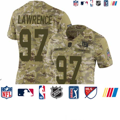 Personalized Giants #97 Dexter Lawrence Camo Women’s Stitched Football Limited 2018 Salute to Service Jersey