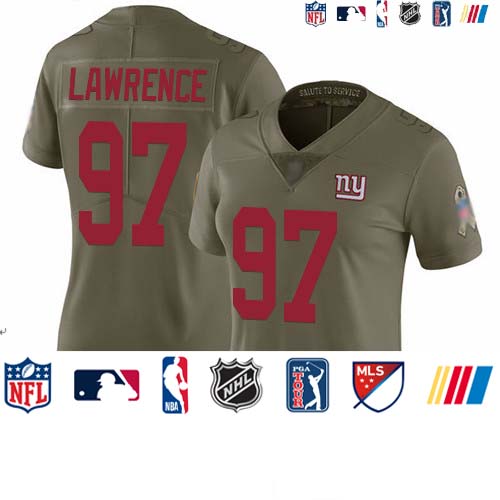 Personalized Giants #97 Dexter Lawrence Olive Women’s Stitched Football Limited 2017 Salute to Service Jersey