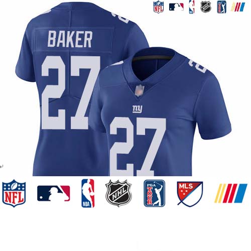 Personalized Giants #27 Deandre Baker Royal Blue Team Color Women’s Stitched Football Untouchable Limited Jersey