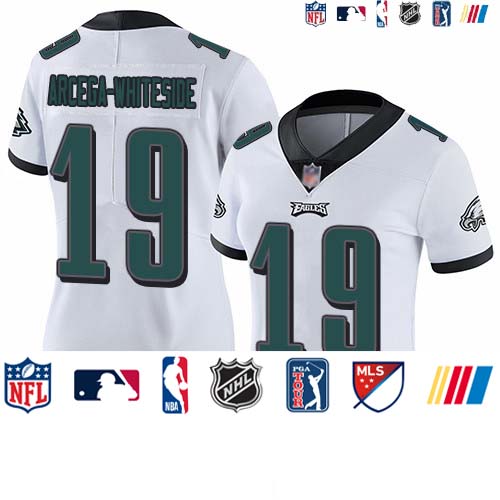 Personalized Eagles #19 JJ Arcega-Whiteside White Women’s Stitched Football Untouchable Limited Jersey