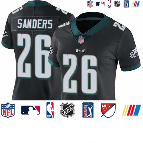 Personalized Eagles #26 Miles Sanders Black Alternate Women’s Stitched Football Untouchable Limited Jersey