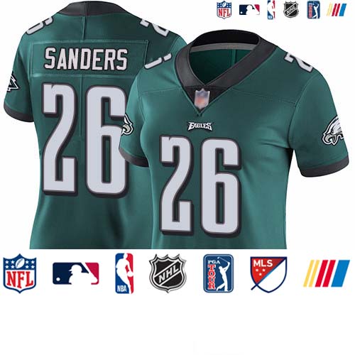 Personalized Eagles #26 Miles Sanders Midnight Green Team Color Women’s Stitched Football Untouchable Limited Jersey