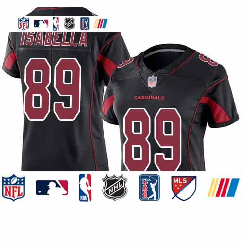 Personalized Cardinals #89 Andy Isabella Black Women’s Stitched Football Limited Rush Jersey