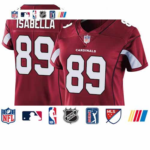 Personalized Cardinals #89 Andy Isabella Red Team Color Women’s Stitched Football Untouchable Limited Jersey