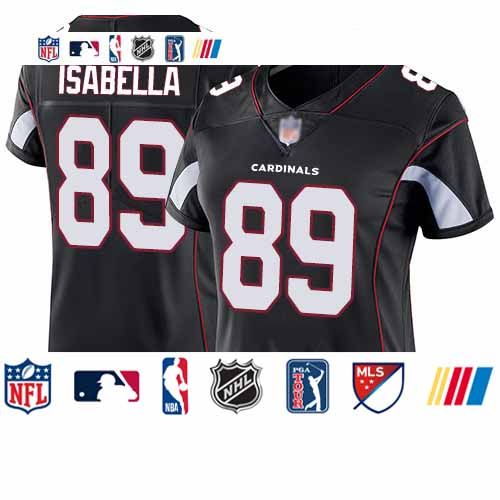 Personalized Cardinals #89 Andy Isabella Black Alternate Women’s Stitched Football Untouchable Limited Jersey