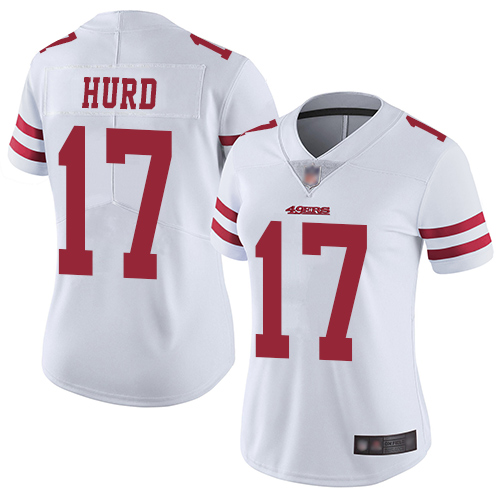 Personalized 49ers #17 Jalen Hurd White Women’s Stitched Football Untouchable Limited Jersey