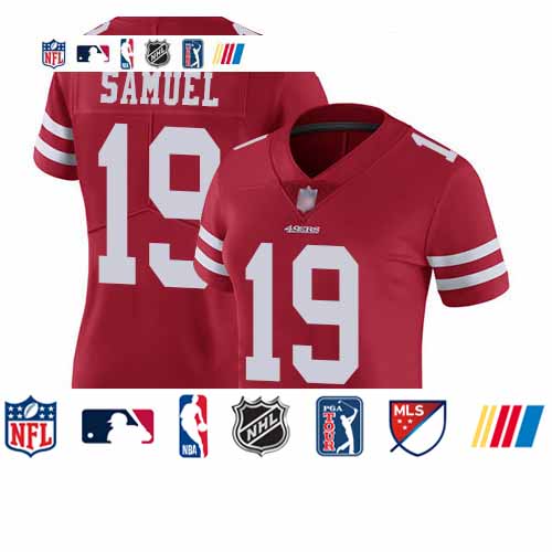 Personalized 49ers #19 Deebo Samuel Red Team Color Women’s Stitched Football Untouchable Limited Jersey