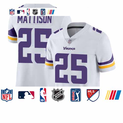 Personalized Vikings #25 Alexander Mattison White Men’s Stitched Football Untouchable Limited Jersey