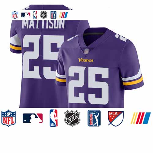Personalized Vikings #25 Alexander Mattison Purple Team Color Men’s Stitched Football Untouchable Limited Jersey