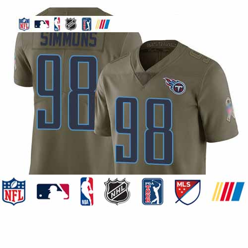 Personalized Titans #98 Jeffery Simmons Olive Men’s Stitched Football Limited 2017 Salute To Service Jersey
