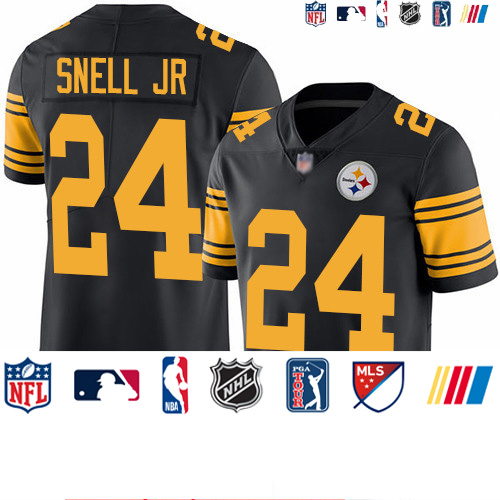 Personalized Steelers #24 Benny Snell Jr. Black Men’s Stitched Football Limited Rush Jersey