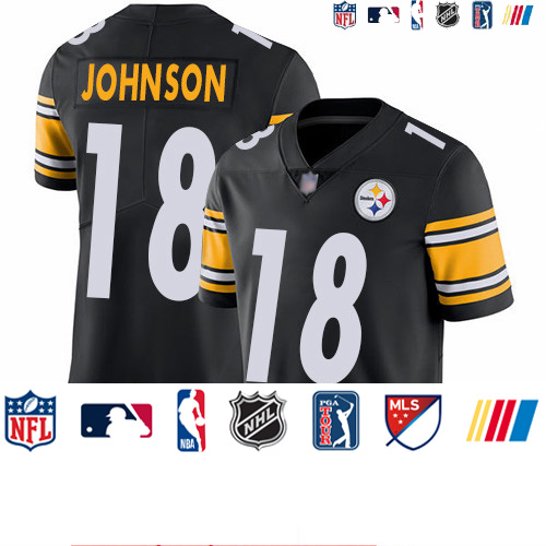 Personalized Steelers #18 Diontae Johnson Black Team Color Men’s Stitched Football Untouchable Limited Jersey