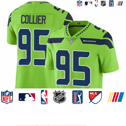 Personalized Seahawks #95 L.J. Collier Green Men’s Stitched Football Limited Rush Jersey