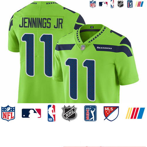 Personalized Seahawks #11 Gary Jennings Jr. Green Men’s Stitched Football Limited Rush Jersey