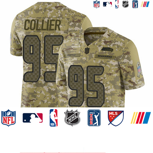 Personalized Seahawks #95 L.J. Collier Camo Men’s Stitched Football Limited 2018 Salute To Service Jersey