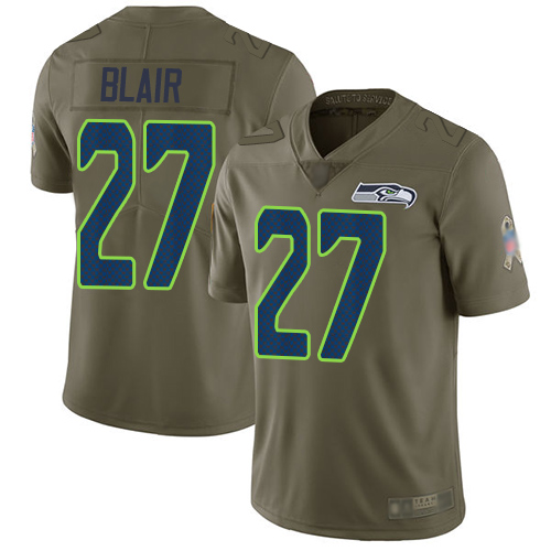 Personalized Seahawks #27 Marquise Blair Olive Men’s Stitched Football Limited 2017 Salute To Service Jersey
