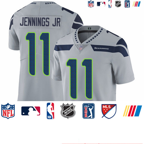 Personalized Seahawks #11 Gary Jennings Jr. Grey Alternate Men’s Stitched Football Untouchable Limited Jersey