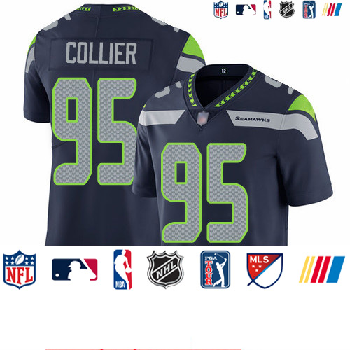 Personalized Seahawks #95 L.J. Collier Steel Blue Team Color Men’s Stitched Football Untouchable Limited Jersey