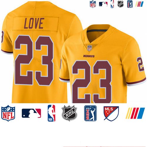Personalized Redskins #23 Bryce Love Gold Men’s Stitched Football Limited Rush Jersey