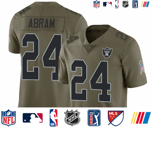 Personalized Raiders #24 Johnathan Abram Olive Men’s Stitched Football Limited 2017 Salute To Service Jersey