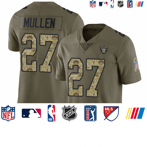 Personalized Raiders #27 Trayvon Mullen Olive Camo Men’s Stitched Football Limited 2017 Salute To Service Jersey