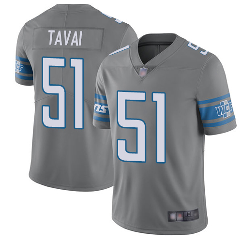 Personalized Lions #51 Jahlani Tavai Gray Men’s Stitched Football Limited Rush Jersey